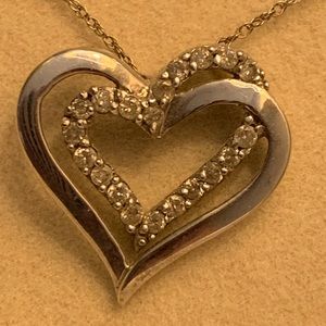 Diamond Heart Necklace with Sterling Silver Chain